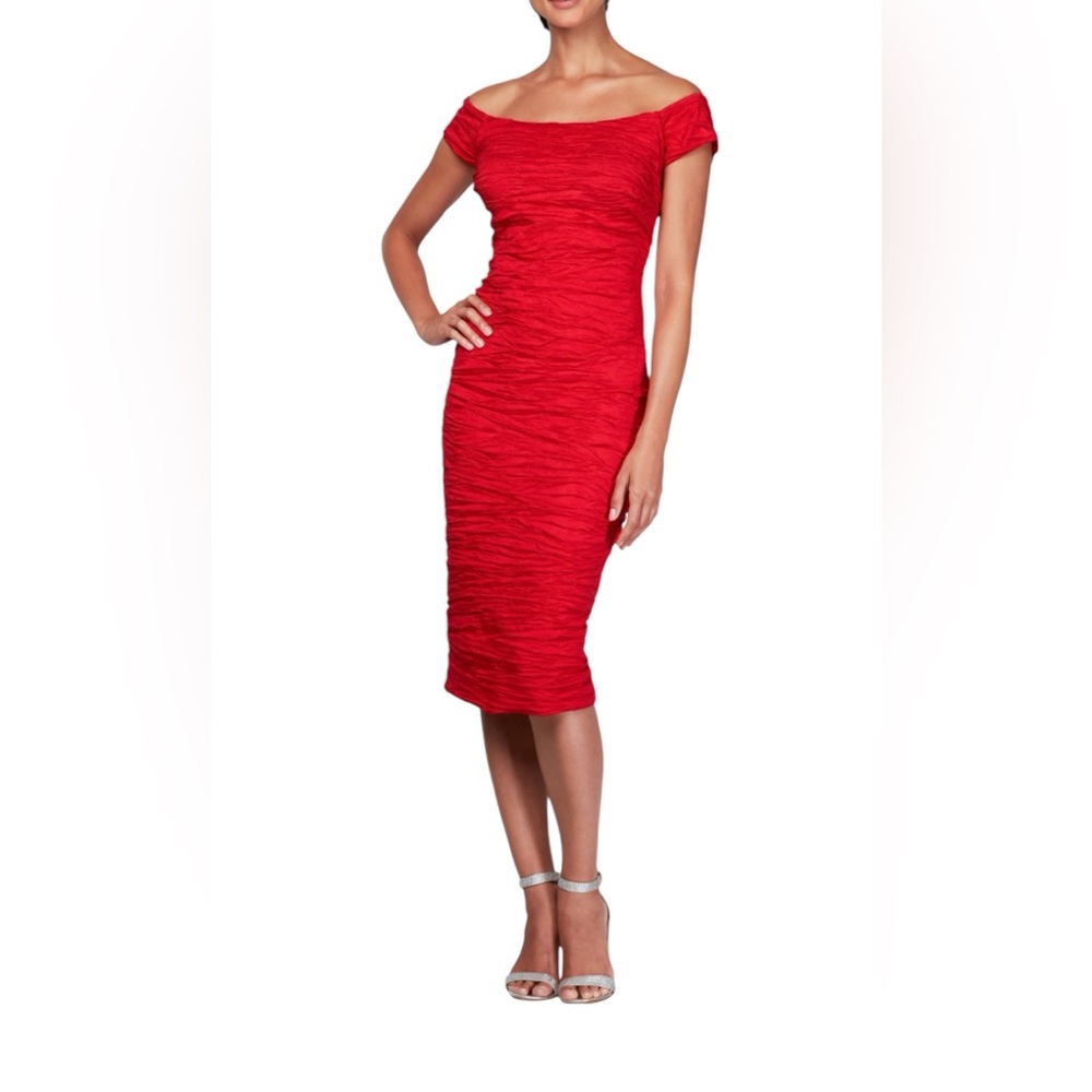 Alex Evenings Womens Cocktail Dress Size 10 Off The Shoulder Formal Holiday